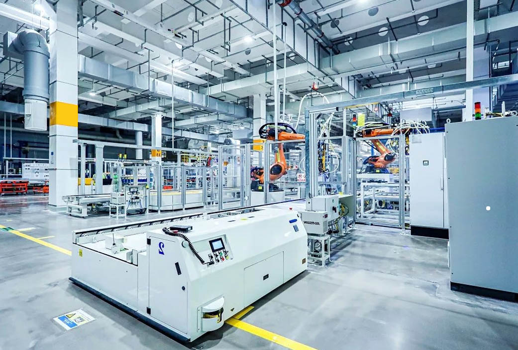 Square shell battery module assembly line